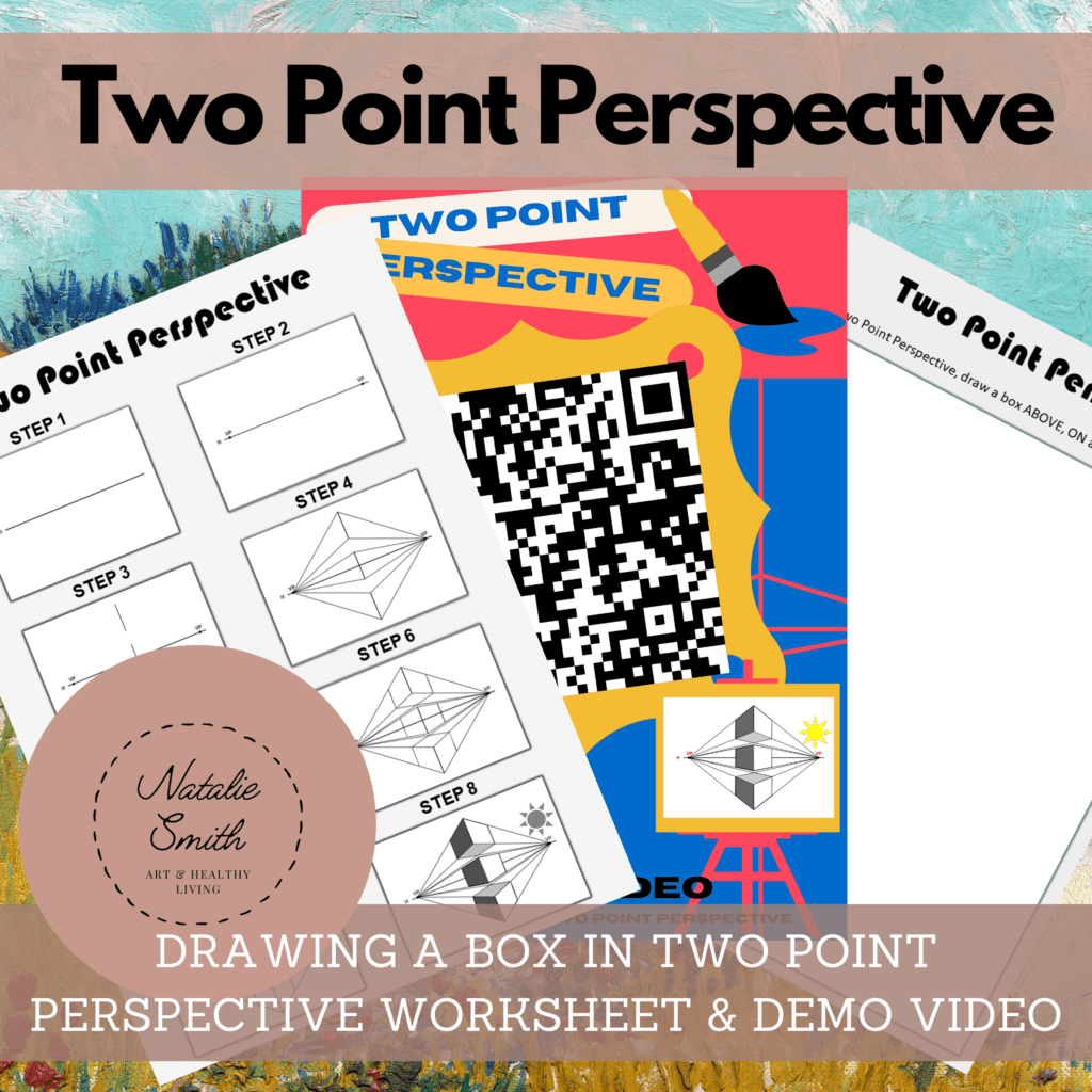 Drawing a cube in Two Point Perspective worksheet introduction.