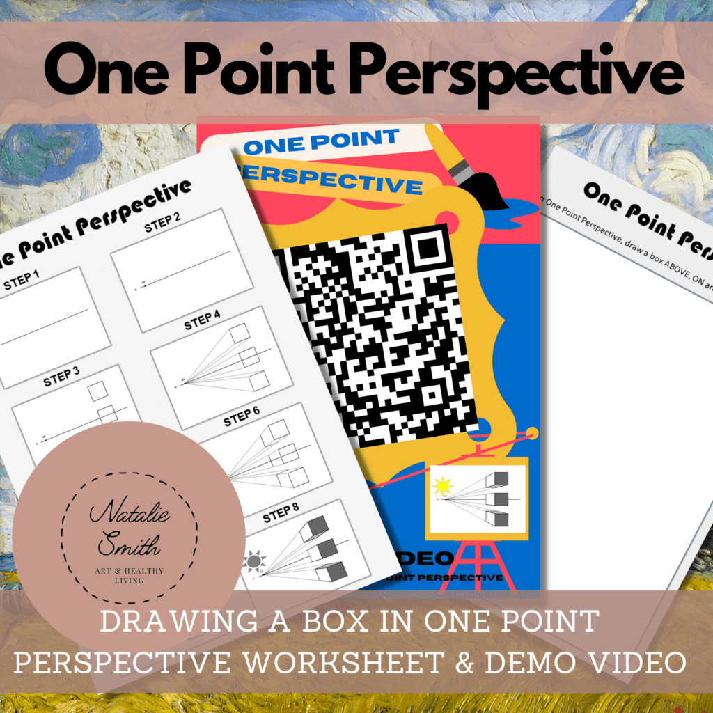 Drawing a cube in One Point Perspective worksheet introduction.