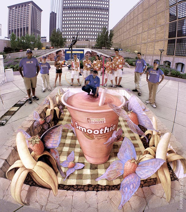 Sidewalk Chalk Artwork using the perspective principles