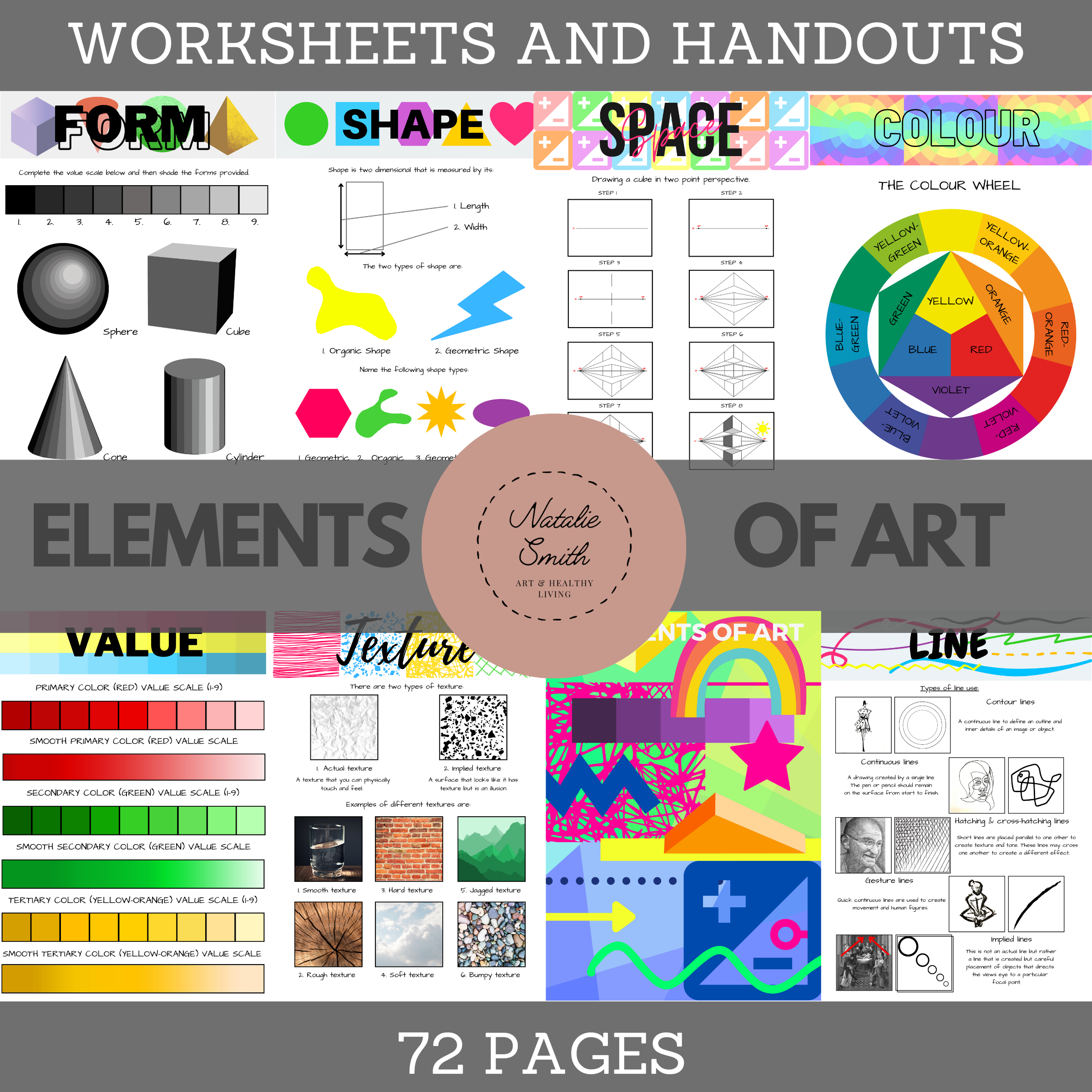 Printable Elements of Art worksheets for middle and high school students. Perfect for analysis of art preparation. 