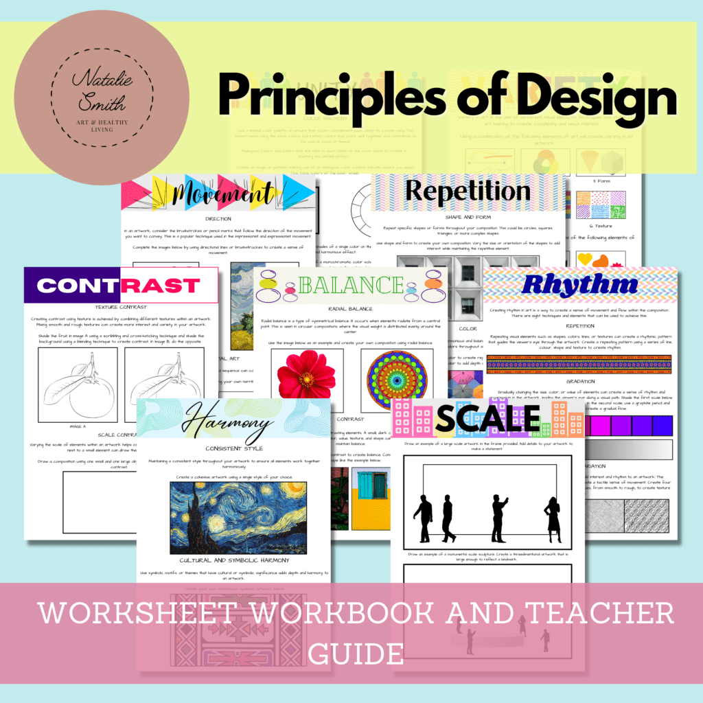 An image link to a principle of design digital booklet. Worksheets and teacher guide